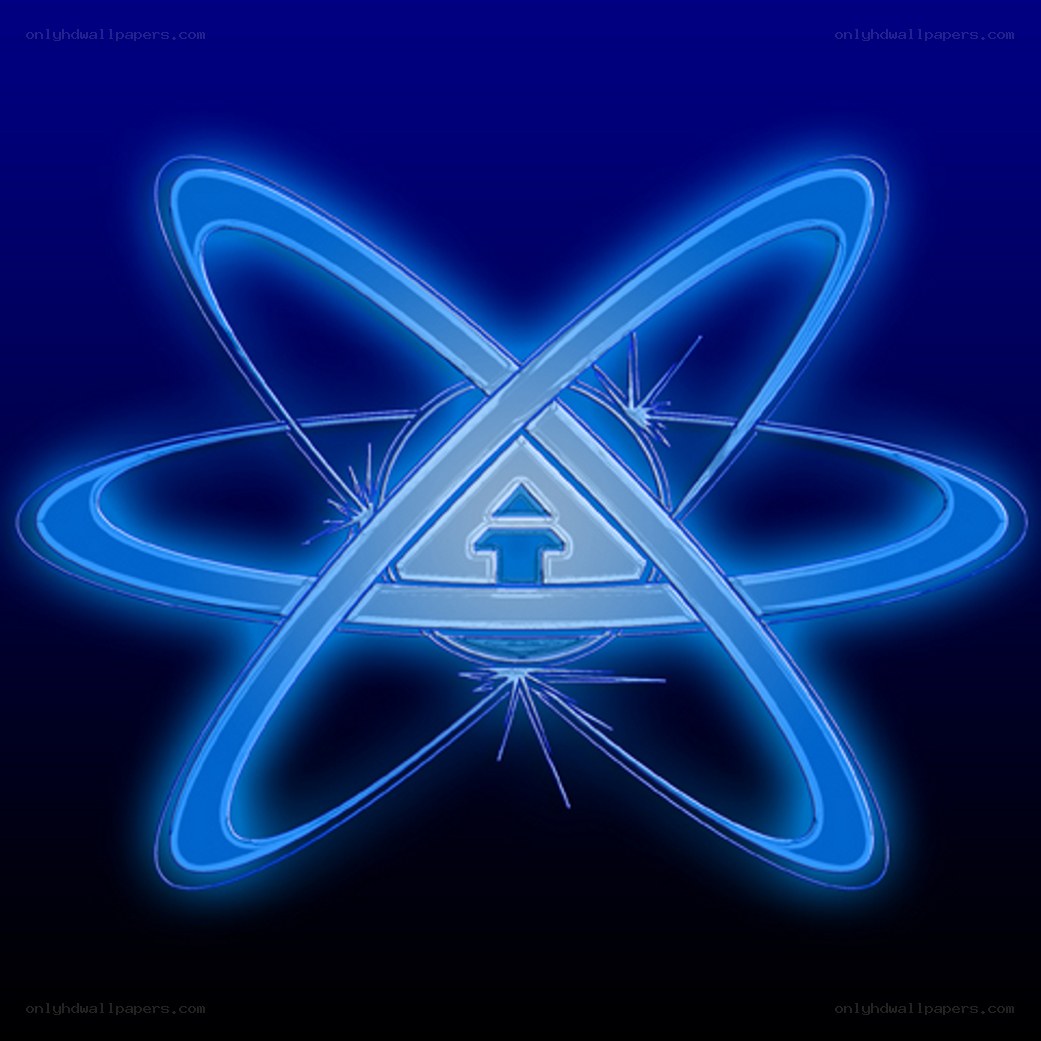 blue atomic symbol with triangle
