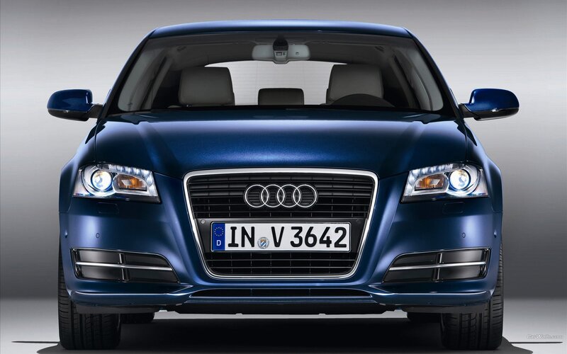 blue audi a3 front view