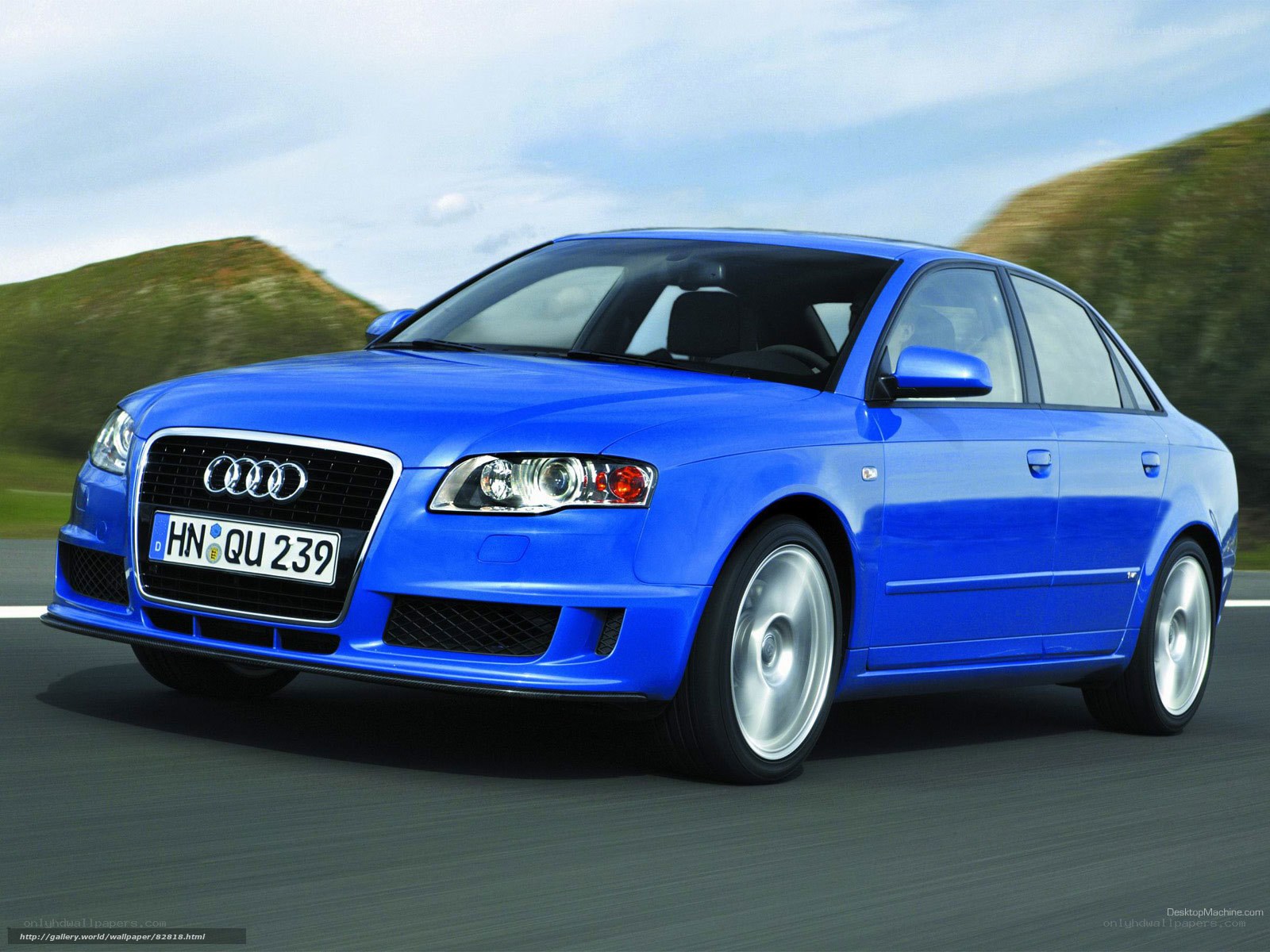 blue audi a4 in motion