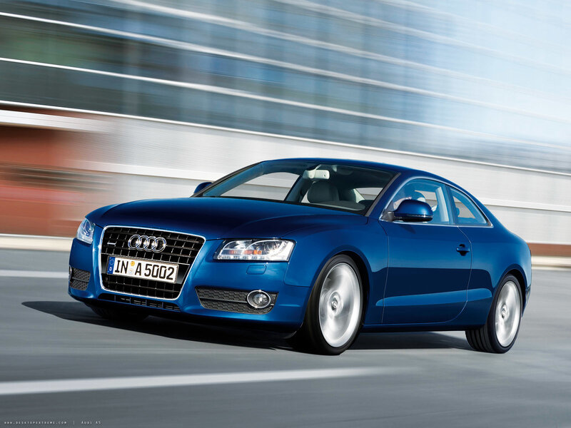 Blue Audi A5 in motion