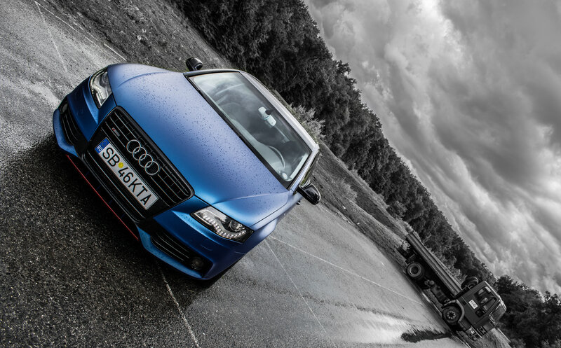 Blue Audi Car — Dramatic, Photograph, Truck