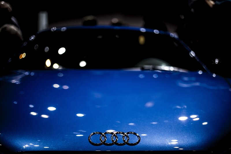 Blue Audi Car Hood