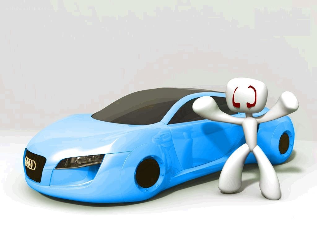 Blue Audi concept car with character