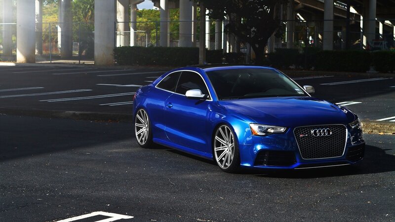 Blue Audi Coupe — Dramatic, Afternoon
