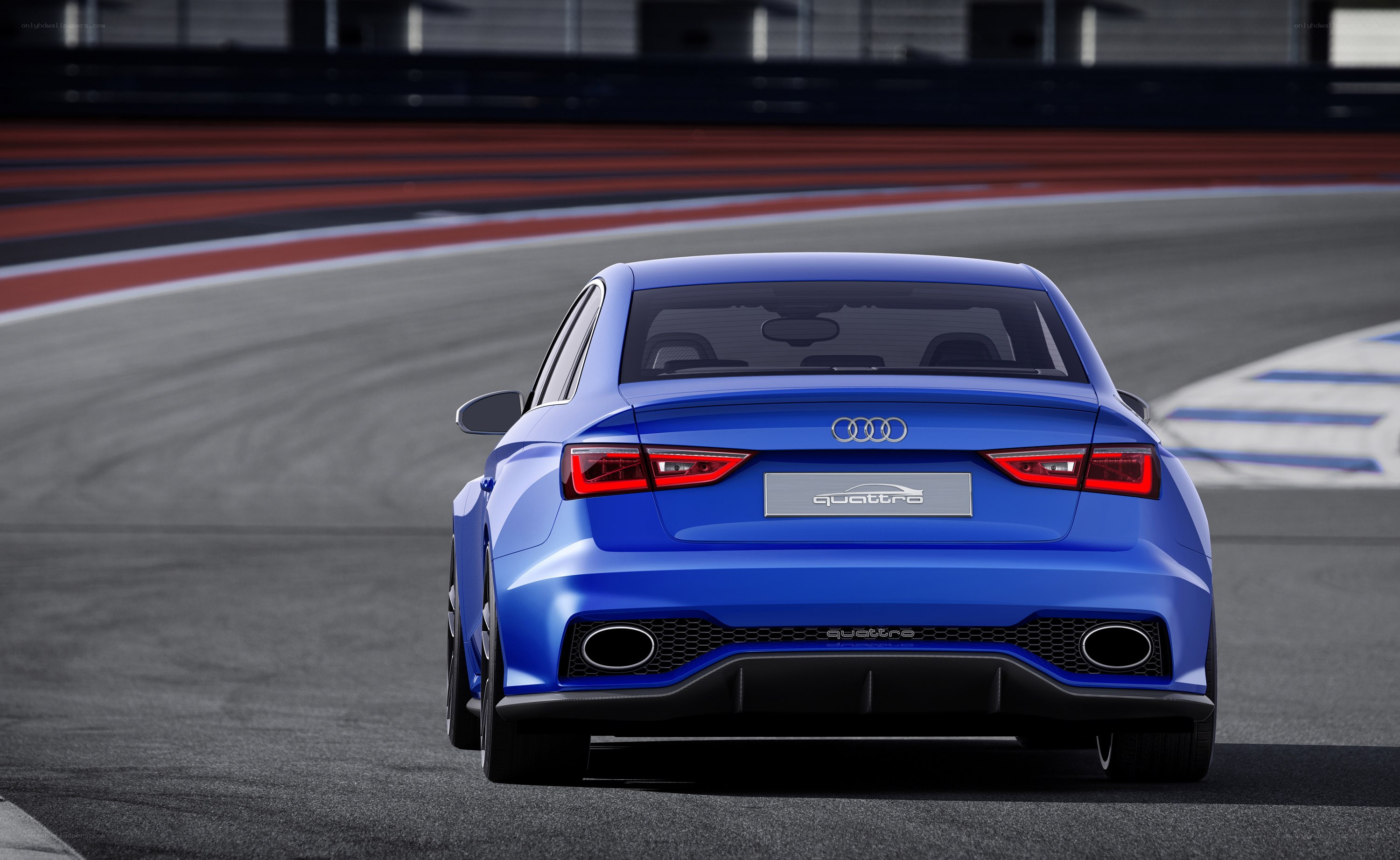 Blue Audi on racetrack