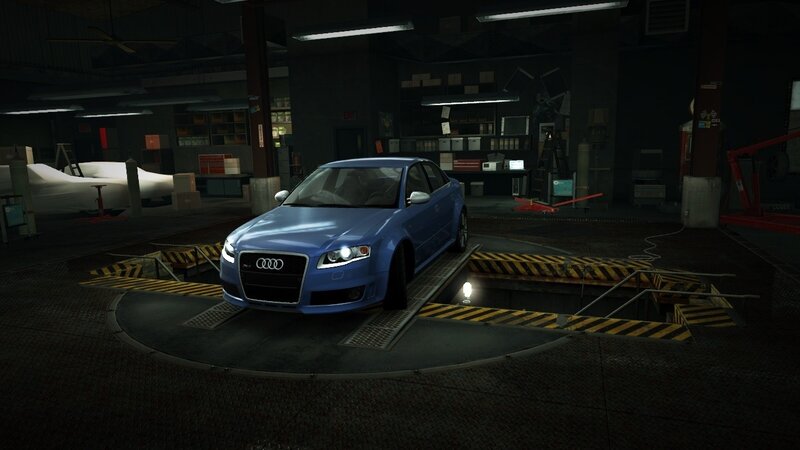 blue audi on turntable