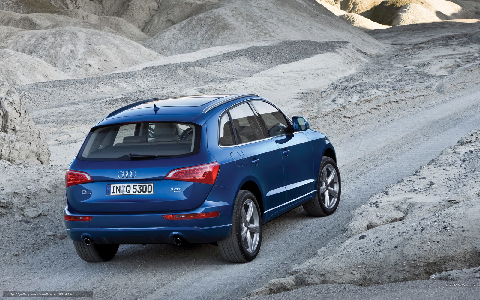 Blue Audi Q5 in desert