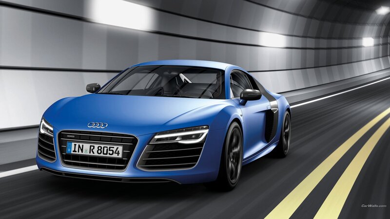 Blue Audi R8 in tunnel