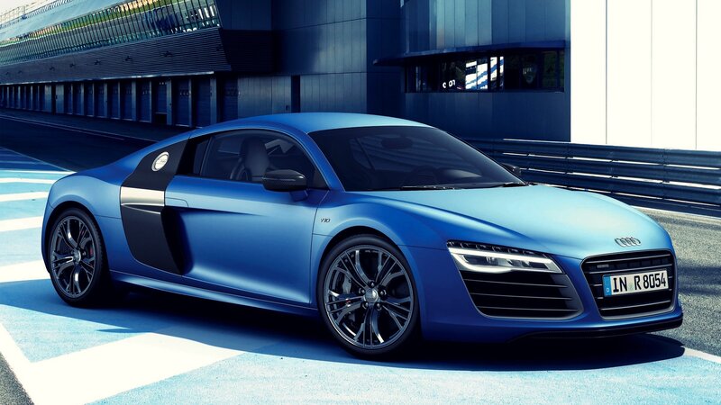 Blue Audi R8 on a racetrack