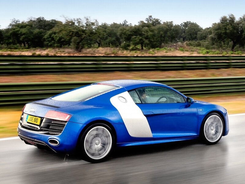 Blue Audi R8 on a racetrack
