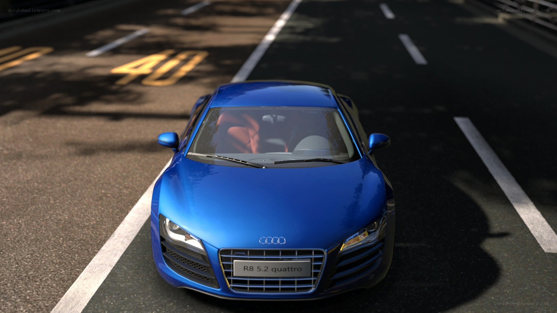 Blue Audi R8 on a road