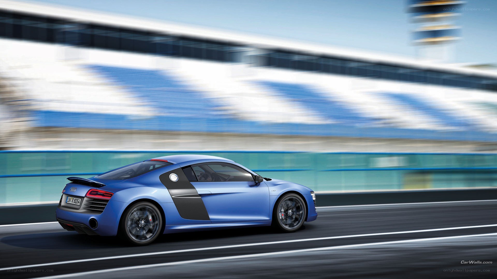 blue audi r8 on racetrack