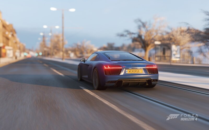 Blue Audi R8 on Road
