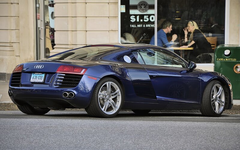 Blue Audi R8 parked on street