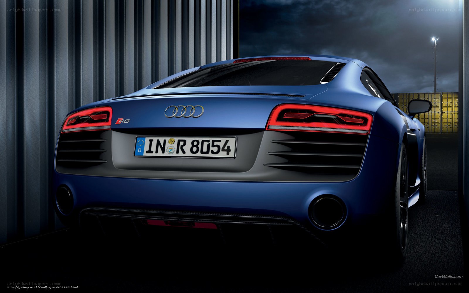 Blue Audi R8 rear view