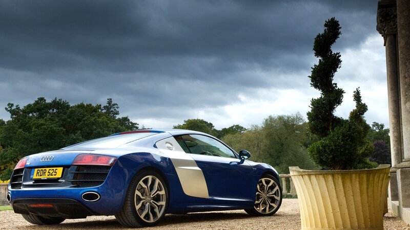 Blue Audi R8 sports car