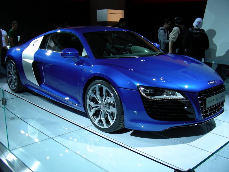 Blue Audi R8 sports car