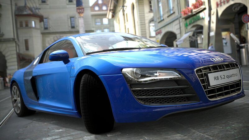 Blue Audi R8 sports car