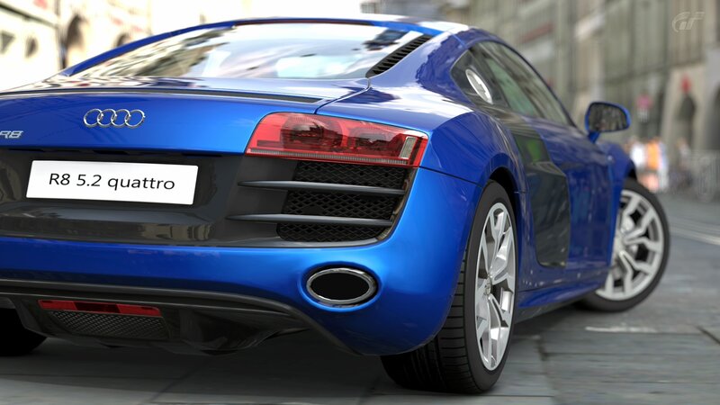 blue audi r8 sports car
