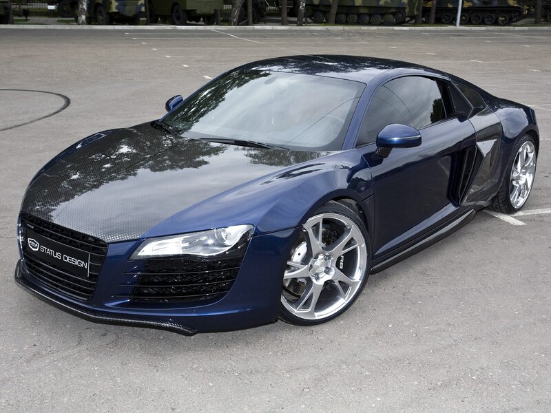 blue audi r8 sports car