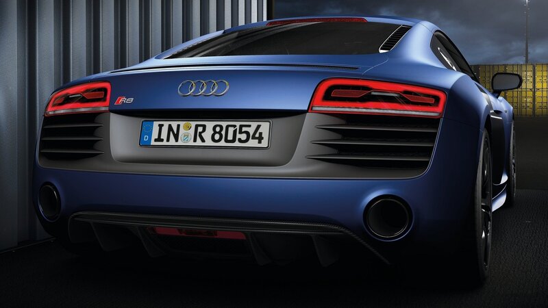 blue audi r8 sports car