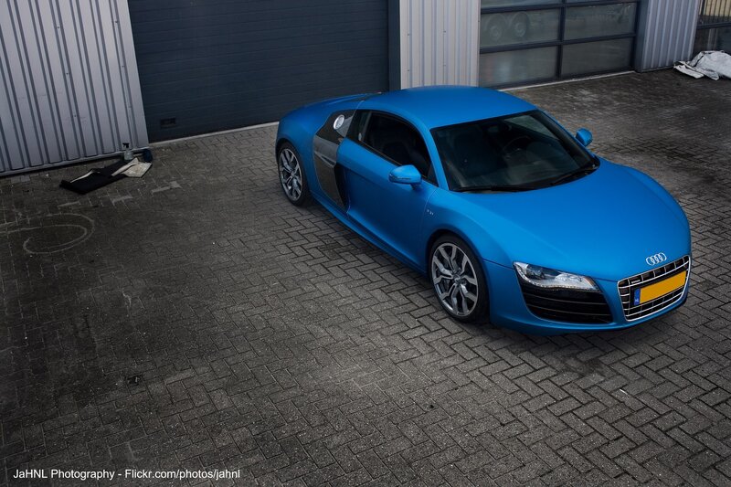Blue Audi R8 sports car