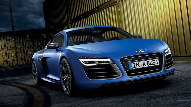 blue audi r8 sports car