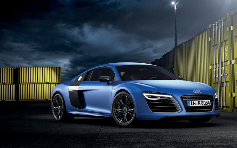 Blue Audi R8 sports car