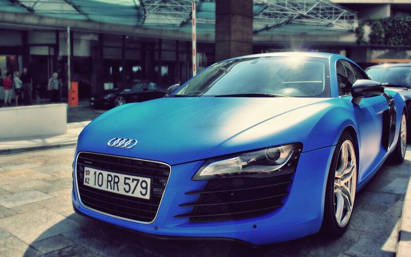 Blue Audi R8 sports car