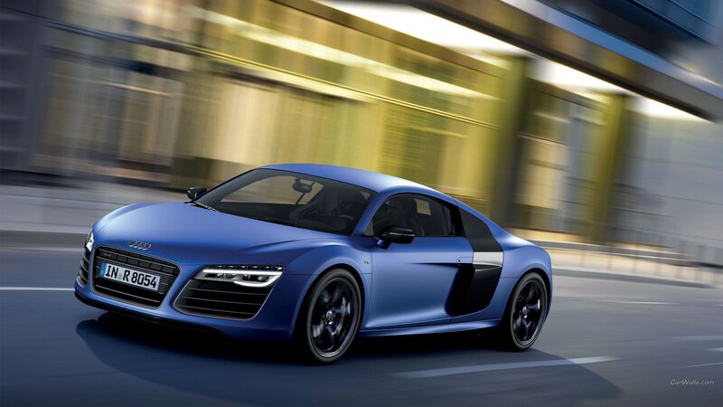 blue audi r8 sports car