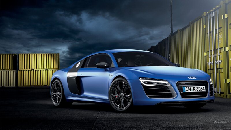 blue audi r8 sports car