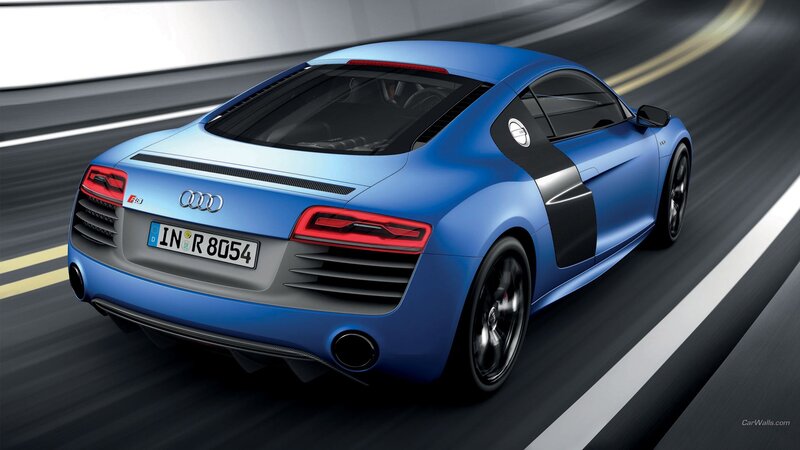 blue audi r8 sports car