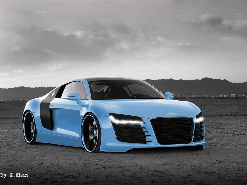 Blue Audi R8 sports car