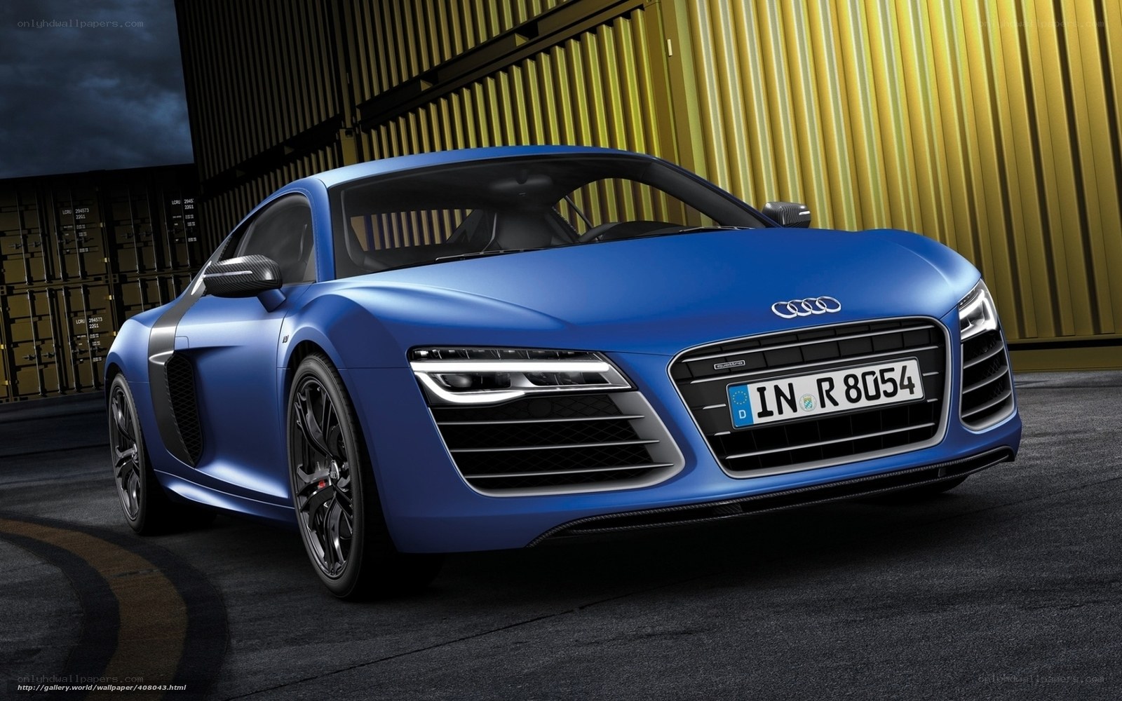 Blue Audi R8 sports car
