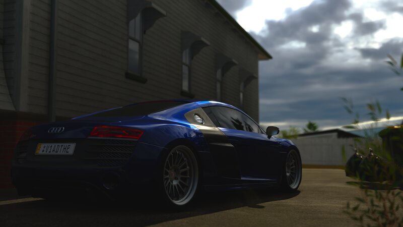 Blue Audi R8 Sports Car — Dramatic, Afternoon, 3d Render