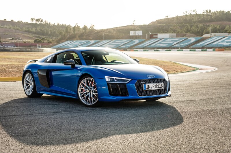 Blue Audi R8 Sports Car — Dramatic, Afternoon