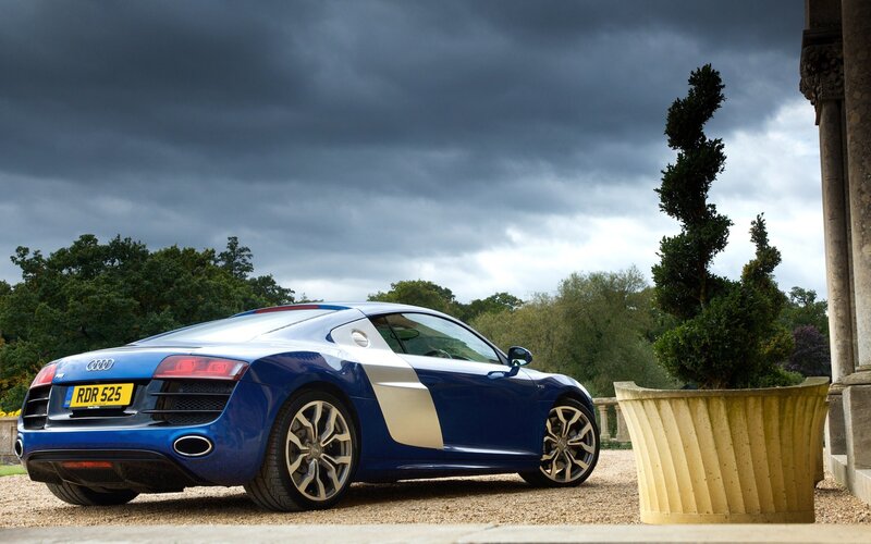 Blue Audi R8 Sports Car — Dramatic, Photograph