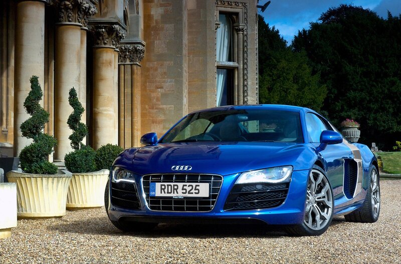 Blue Audi R8 Sports Car — Dramatic