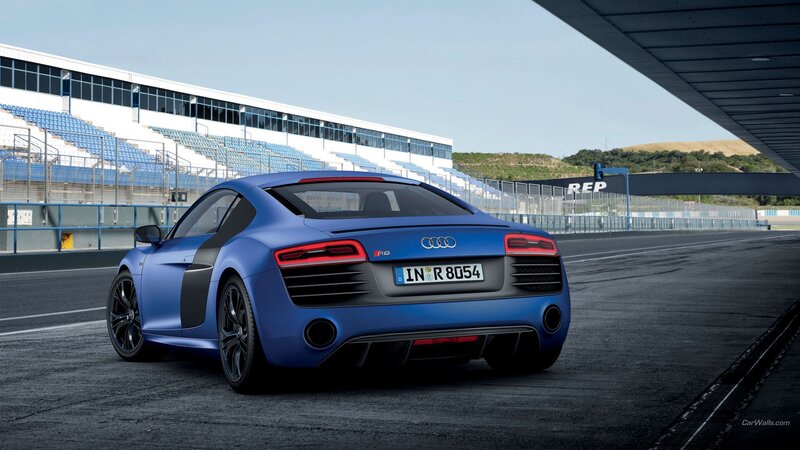 Blue Audi R8 Sports Car — Dynamic, Afternoon, Photograph