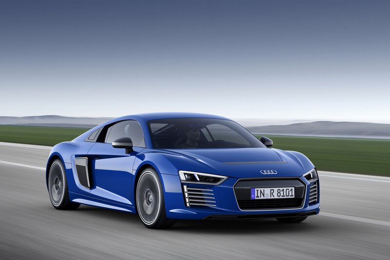 Blue Audi R8 Sports Car — Dynamic, Afternoon