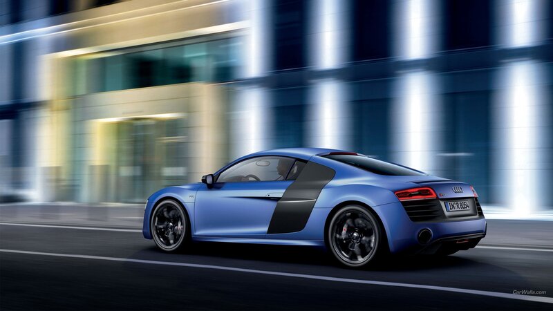 Blue Audi R8 Sports Car — Dynamic, Night