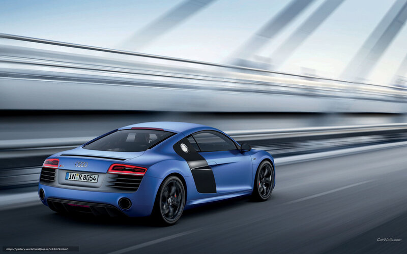 Blue Audi R8 Sports Car — Dynamic, Photograph, Bridge
