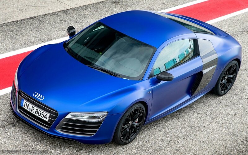 Blue Audi R8 Sports Car — Dynamic, Photograph, Race Track