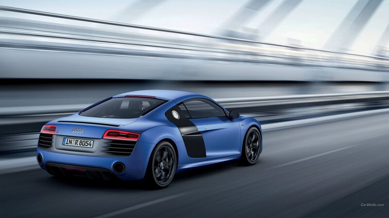 Blue Audi R8 Sports Car — Dynamic, Photograph, Road