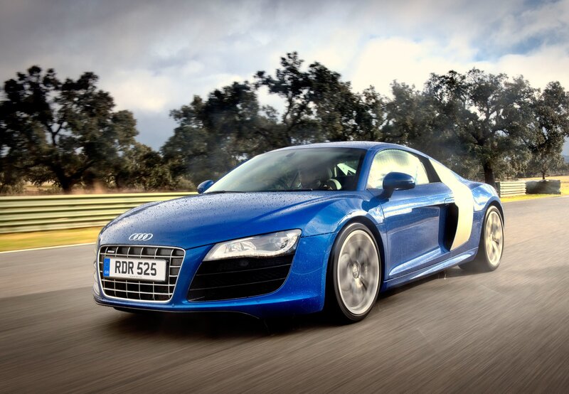 Blue Audi R8 Sports Car — Dynamic