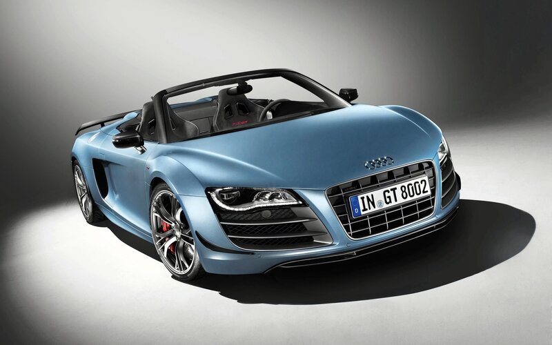 Blue Audi R8 Spyder — Dramatic, Photograph, Car, License Plate, Targa Top