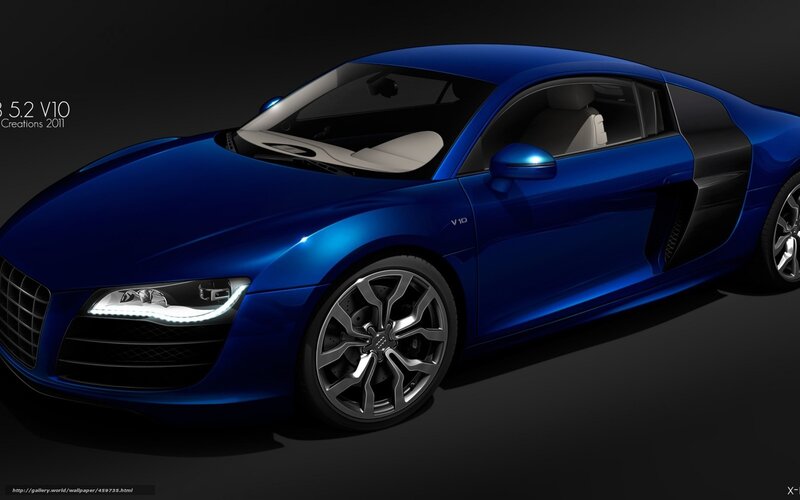 Blue Audi R8 V10 sports car