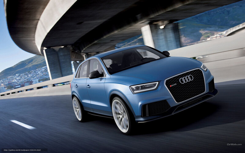 Blue Audi RS Q3 on a highway