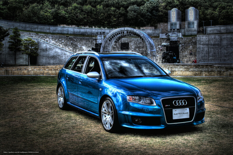 Blue Audi RS4 Avant on display