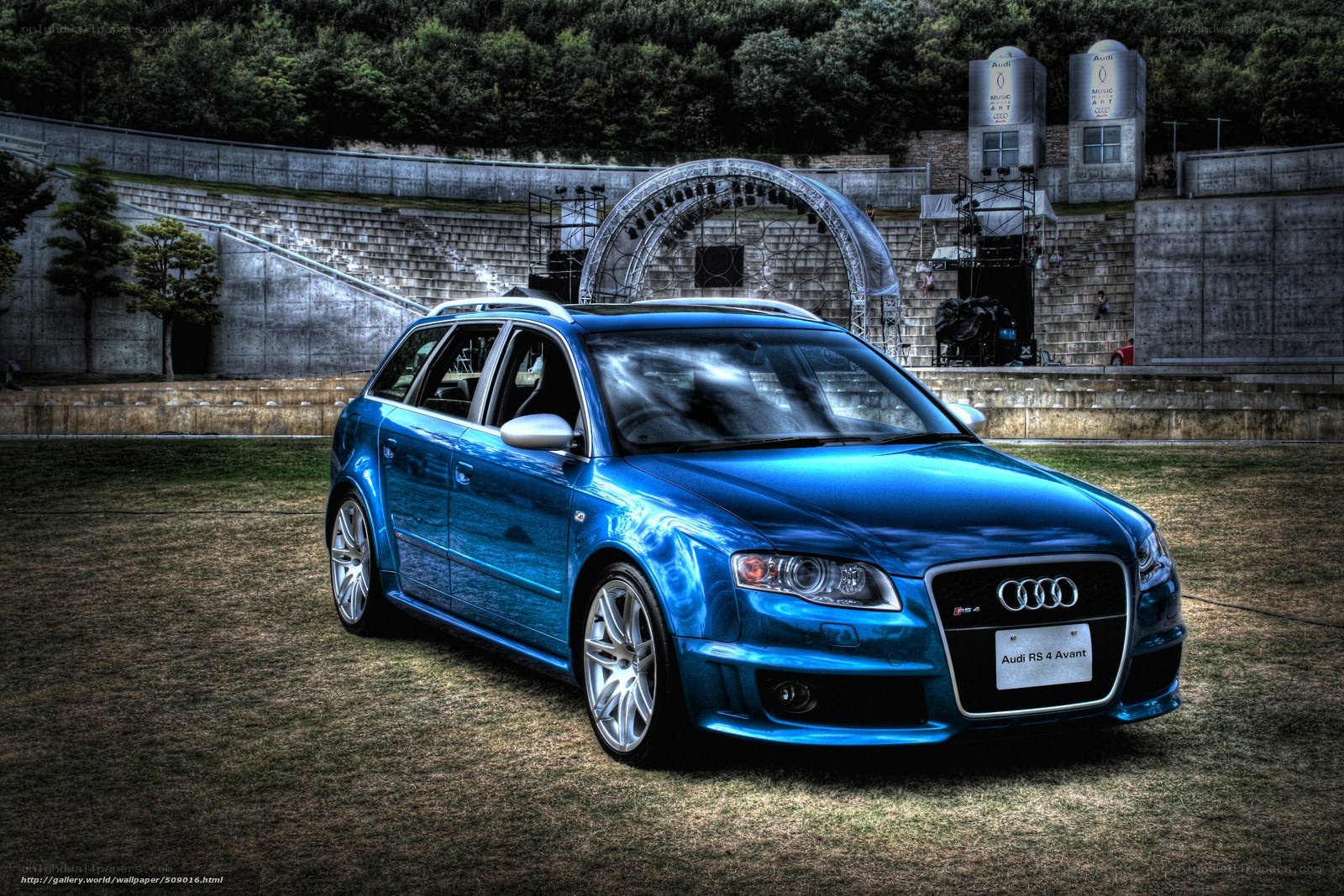 Blue Audi RS4 Avant on display